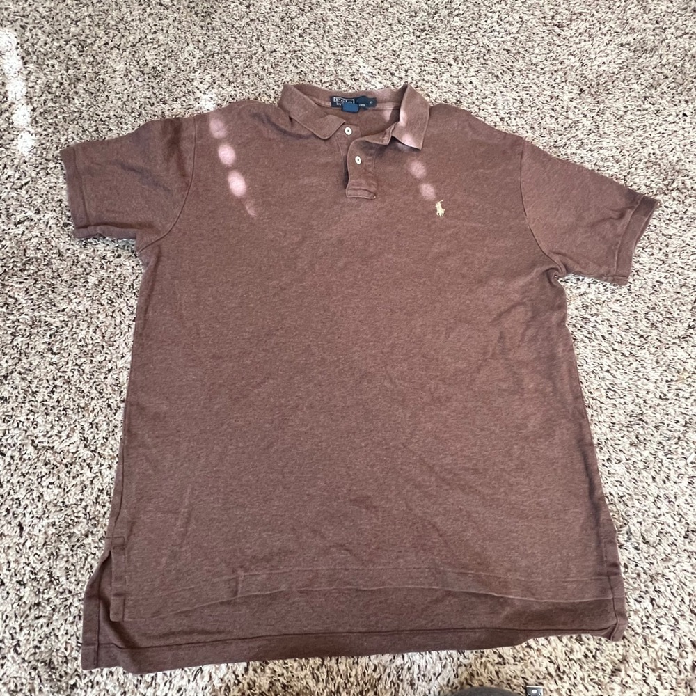 Polo Ralph Lauren Mens Brown Short Sleeve Cotton Pique Polo Shirt Large L